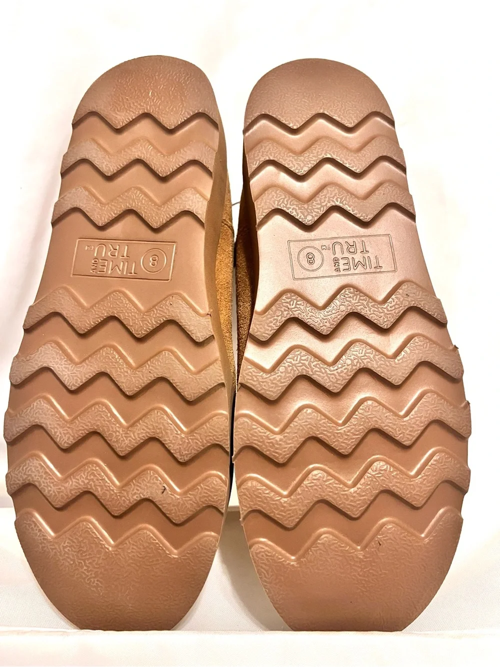 Time and Tru-NWT-Women's Ankle Boots-Tan-Leather Suede-Slip On-Sz. 8-Faux Fur